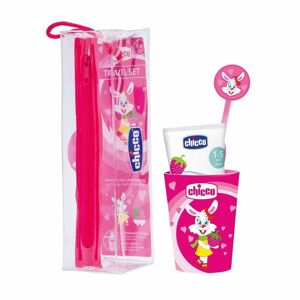 chicco set igiene orale rosa 3 anni pochette bicchiere spazzolino dentifricio