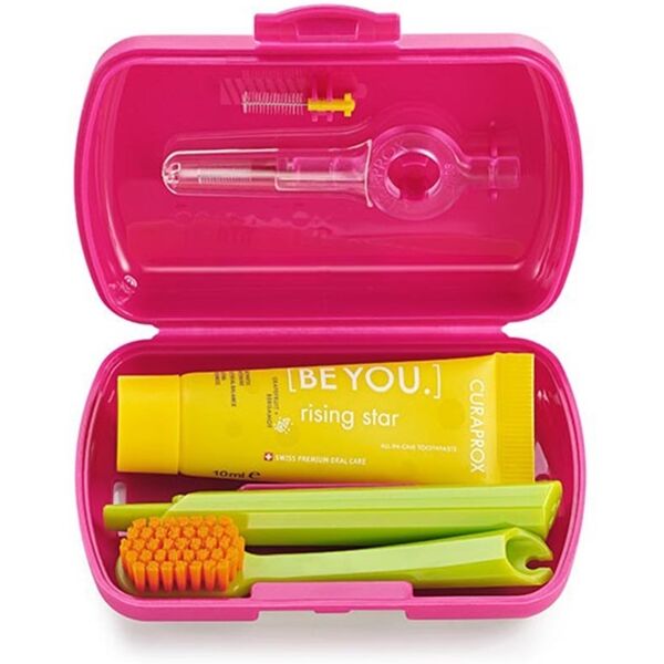 curaprox be you travel set magenta spazzolino + dentifricio + 2 scovolini