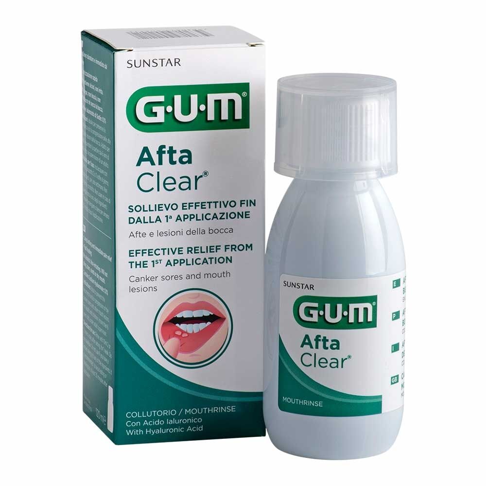 GUM AftaClear Collutorio contro Afte e Ulcere della Bocca anche Multiple, 120ml