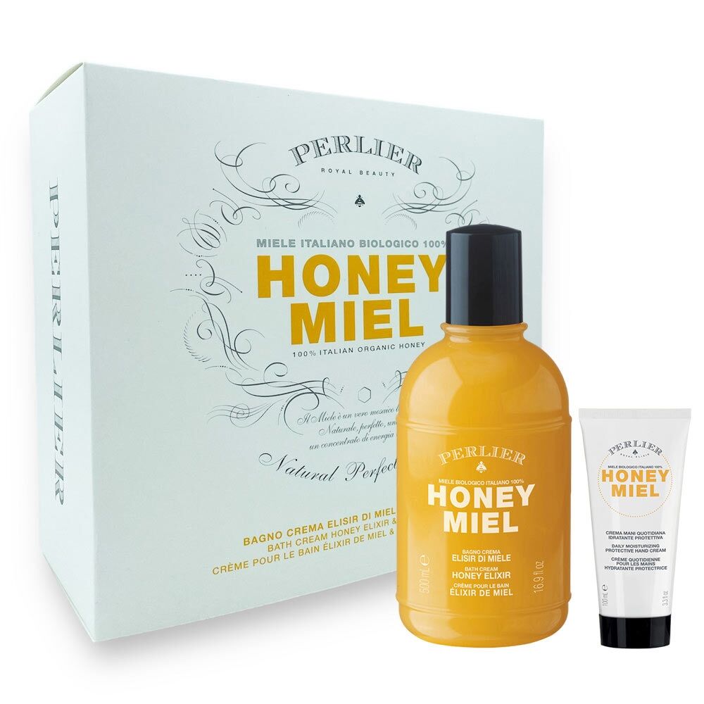 Perlier Honey - Cofanetto Bagno Crema 500ml + Crema Mani 100ml