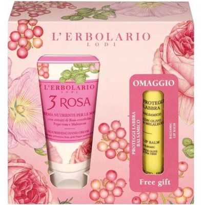 L'Erbolario 3 Rosa Cofanetto con crema mani e balsamo labbra per il nutrimento, 75 ml e 4,5 ml L'Erbolario 3 Rosa Cofanetto con crema mani e balsamo labbra per il nutrimento, 75 ml e 4,5 ml