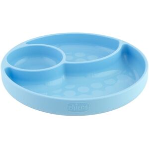 Chicco Piatto in Silicone con Ventosa Colore Azzurro, 1 Pezzo