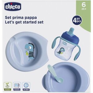 Chicco Let's Get Started Set Pappa 6M+ Colore Azzurro,1 Cup + 2 Piatti +1 Posata