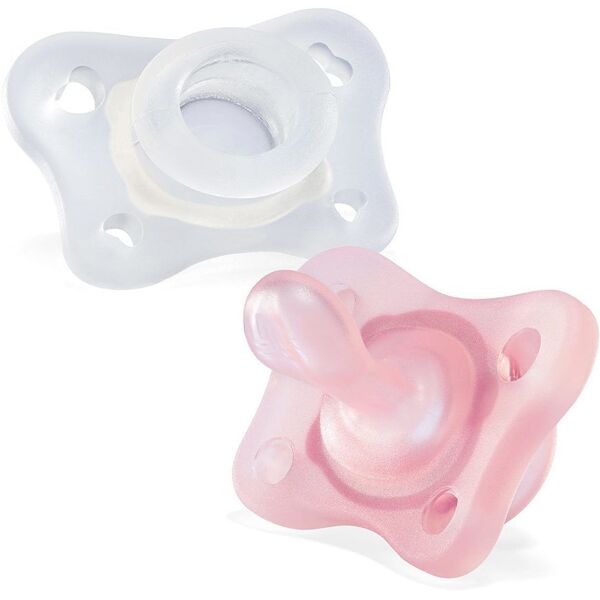 chicco physioforma - succhietto gommotto mini soft 0-2m silicone rosa, 2 pezzi