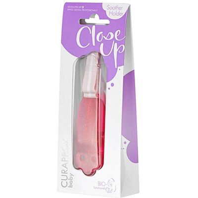 Curaprox Baby - Porta succhietto rosa per il ciuccio e l'anello da dentizione, 1 pezzo Curaprox Baby - Porta succhietto rosa per il ciuccio e l'anello da dentizione, 1 pezzo