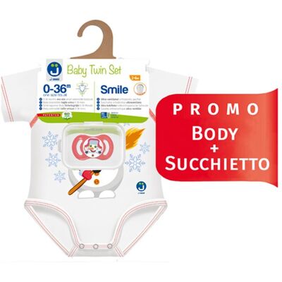 J Bimbi Baby Twin Set Pupazzo di Neve Body Neonato 0-36 Mesi +Succhietto 2-6mesi J Bimbi Baby Twin Set Pupazzo di Neve Body Neonato 0-36 Mesi +Succhietto 2-6mesi