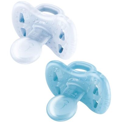 J Bimbi Joy Succhietto 100% Silicone 16 Mesi+ Trasparente Azzurro, 2 Pezzi J Bimbi Joy Succhietto 100% Silicone 16 Mesi+ Trasparente Azzurro, 2 Pezzi