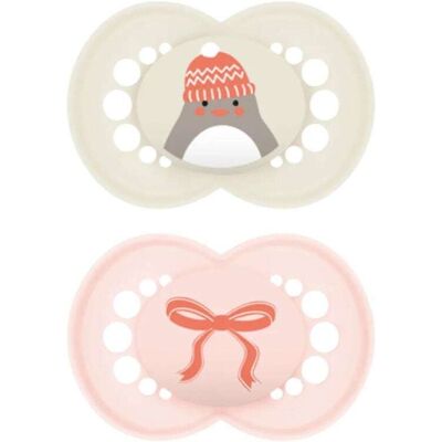 Mam Winter Edition Original Succhietto in Silicone 2-6 Mesi colori Beige e Rosa, 2 succhietti Mam Winter Edition Original Succhietto in Silicone 2-6 Mesi colori Beige e Rosa, 2 succhietti