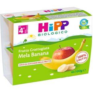 HiPP Frutta Grattugiata Biologica Mela e Banana dai 4+ Mesi, 4 pezzi