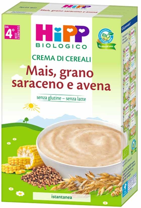 HiPP Crema di Cereali - Crema di Mais e Grano Saraceno con Avena, 200g