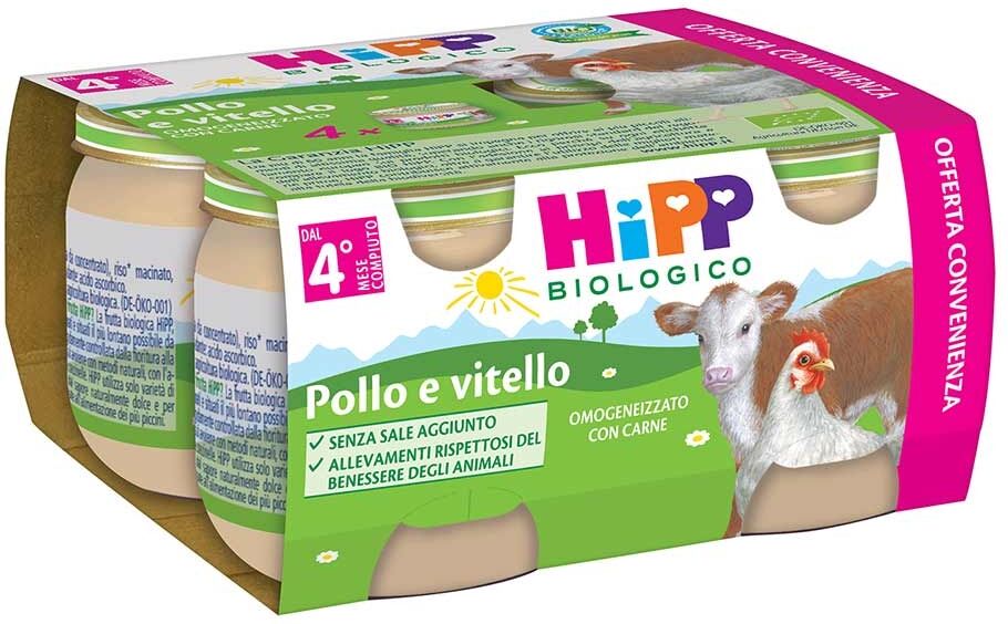 HiPP Omogeneizzato Pollo E Vitello 4 X 80 g