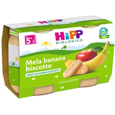 Alimento per bebè biologico mela banana biscotto - Alimento per bambini Alimento per bebè biologico mela banana biscotto - Alimento per bambini