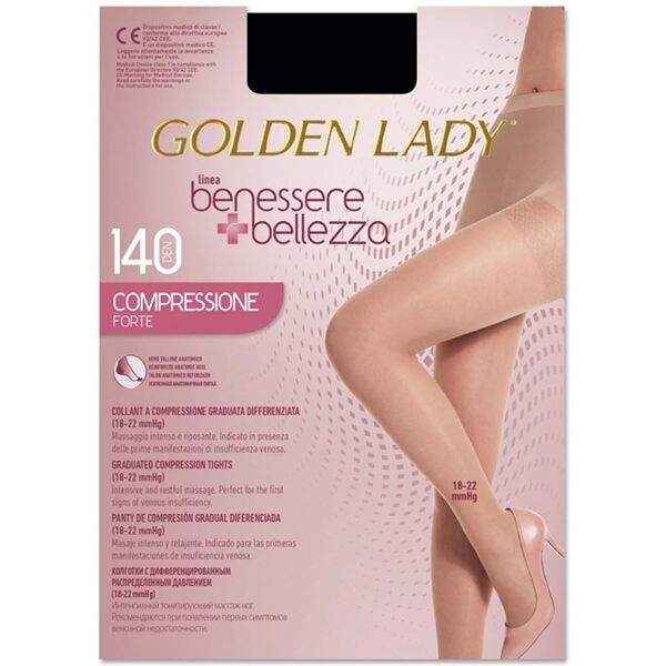 golden lady benessere & bellezza - collant 140den 18-22mmhg taglia 4l nero