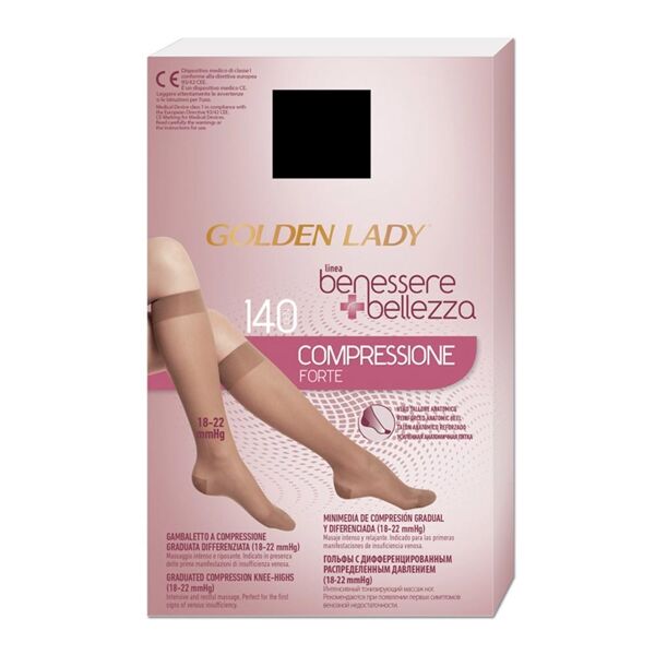 golden lady benessere & bellezza - gambaletto 140den 18-22mmhg s/m nero