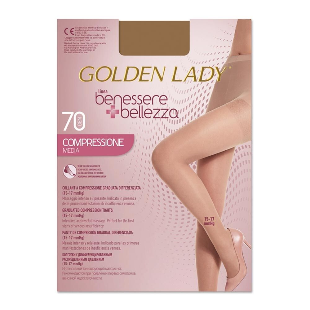 Golden Lady Benessere & Bellezza - Collant 70Den 15-17mmHg Taglia 3M Dorè