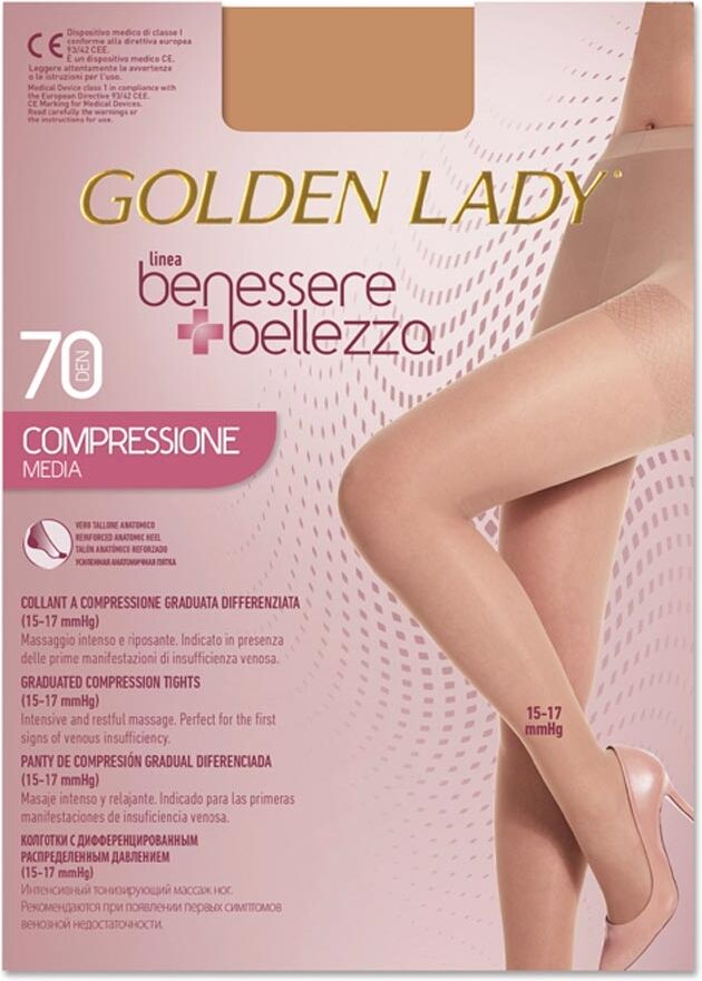 Golden Lady Benessere & Bellezza - Collant 70Den 15-17mmHg Taglia 2S Playa