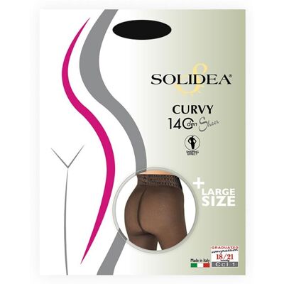 Solidea Curvy 140 DEN 18-21 mmHg Sheer - Collant a compressione per il microcircolo taglia 2M XL colore nero, 1 paio Solidea Curvy 140 DEN 18-21 mmHg Sheer - Collant a compressione per il microcircolo taglia 2M XL colore nero, 1 paio