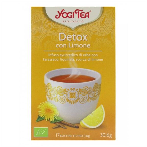 yogi tea detox con limone bio infuso ayurvedico di erbe, 17 filtri