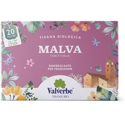 Valverbe Malva Bio Tisana biologica di foglie e fiori per infuso, 20 filtri Valverbe Malva Bio Tisana biologica di foglie e fiori per infuso, 20 filtri