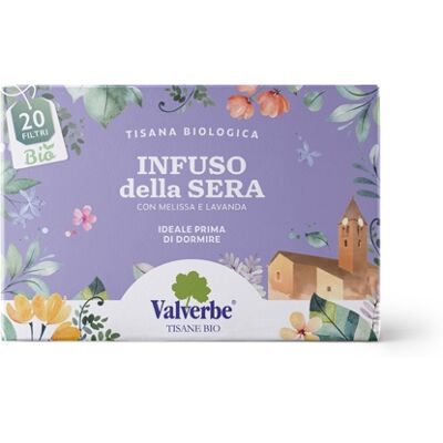 Valverbe Infuso della Sera Bio - Tisana biologica con melissa e lavanda, 20 filtri Valverbe Infuso della Sera Bio - Tisana biologica con melissa e lavanda, 20 filtri
