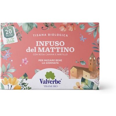 Valverbe Infuso del Mattino Bio Infuso biologico con rosa canina e mirtillo, 20 filtri Valverbe Infuso del Mattino Bio Infuso biologico con rosa canina e mirtillo, 20 filtri