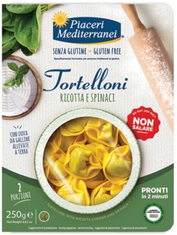 Piaceri Mediterranei Tortelloni Ricotta e Spinaci Senza Glutine, 250g