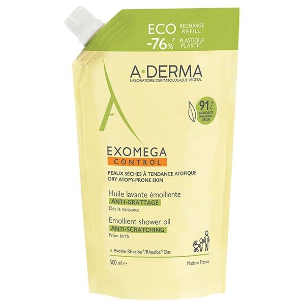 a-derma exomega control - olio lavante emolliente refill eco ricarica, 500ml