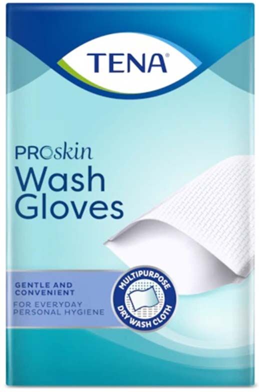 tena proskin - wash glove guanto per igiene monouso, 50 guanti