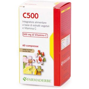 Farmaderbe C 500 Integratore di Vitamina C Sostegno e Difesa, 60 Compresse