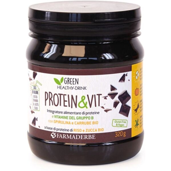 farmaderbe protein & vit - integratore di proteine al cacao, 320g