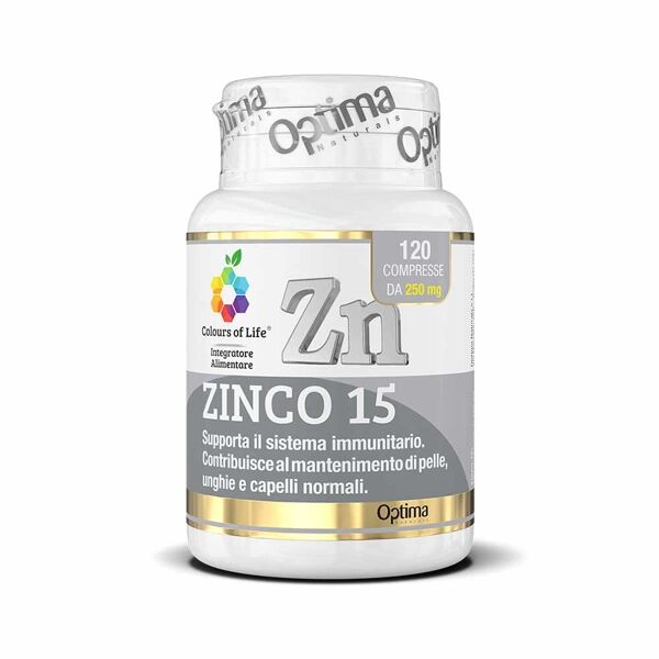 optima naturals colours of life - zinco 15 integratore per difesa, 120 compresse