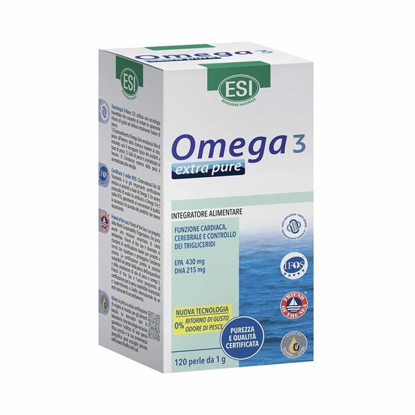 esi omega 3 - extra pure integratore naturale omega 3 e vitamina e, 120 perle