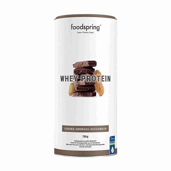 foodspring whey protein - proteine in polvere burro d'arachidi cioccolato, 750g