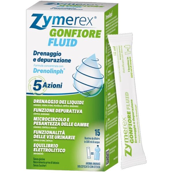 zymerex gonfiore fluid integratore alimentare depurativo, 15 bustine