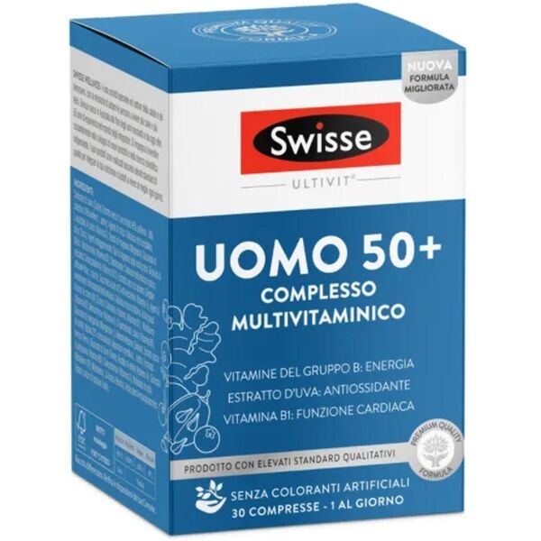 swisse multivitaminici - uomo 50+ integratore alimentare, 30 compresse