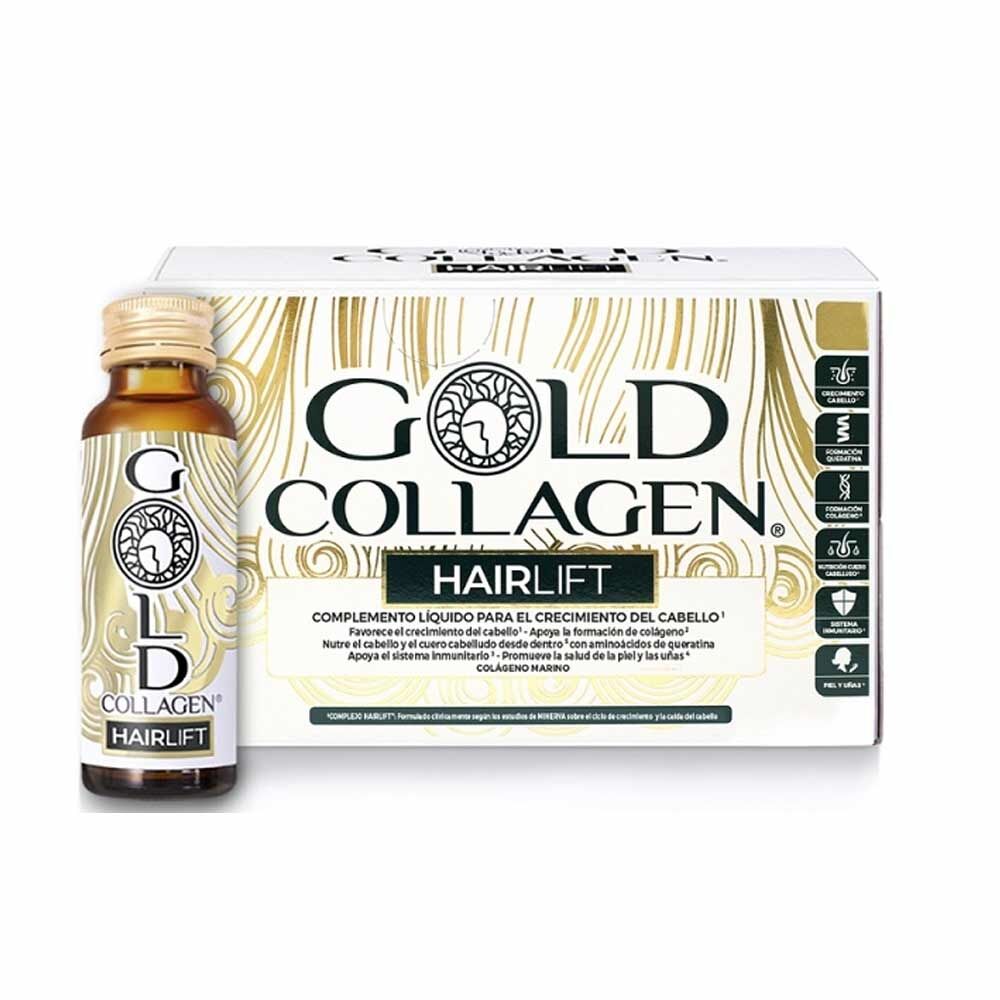 minerva gold collagen gold collagen hairlift complemento liquido per i capelli, 10 flaconcini da 50ml