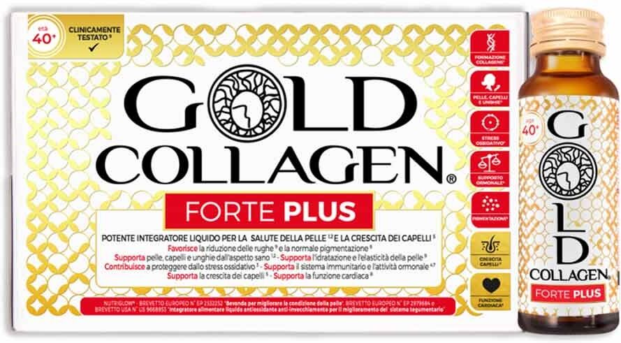 minerva gold collagen gold collagen forte plus integratore benessere donna, 10 flaconcini da 50ml