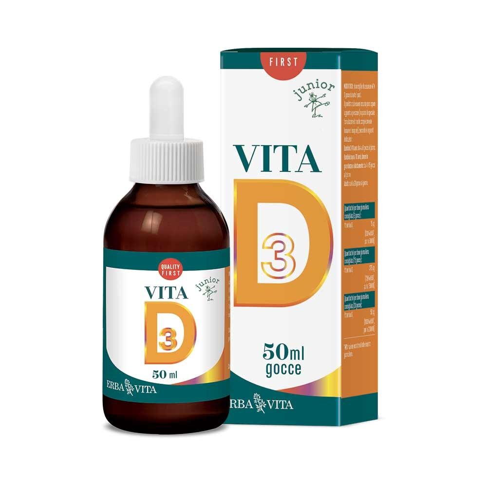 Erba Vita Vitamine - Vita D Gocce Integratore Vitamina D per Bambini, 50ml