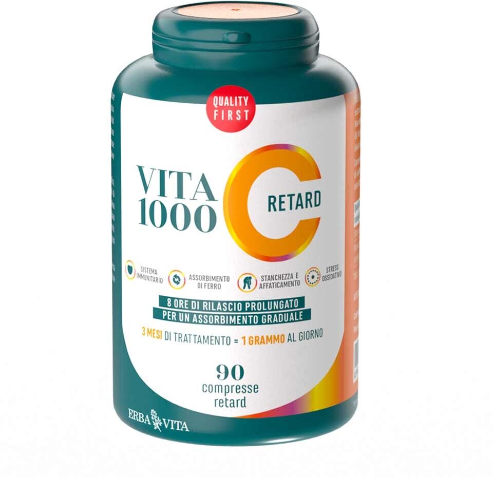 Erba Vita Vitamine - Vita C 1000 Retard Integratore Vitamina C, 90 Compresse