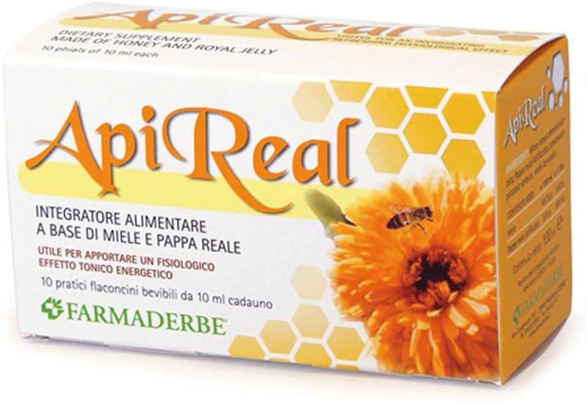 Farmaderbe ApiReal Integratore di Miele e Pappa Reale, 10 Flaconcini da 10ml