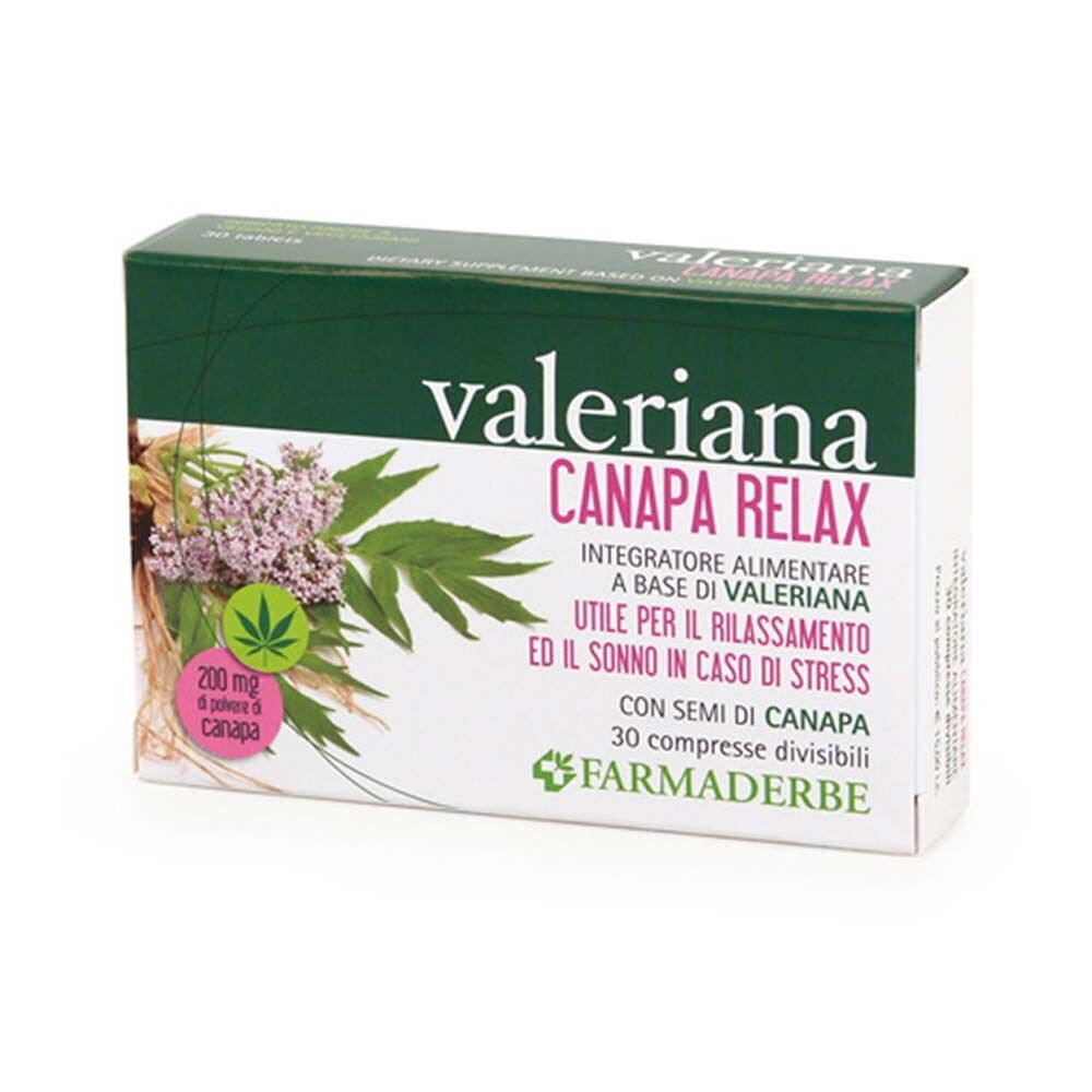Farmaderbe Valeriana Canapa Relax Formula Fitoterapica, 30 Compresse Divisibili