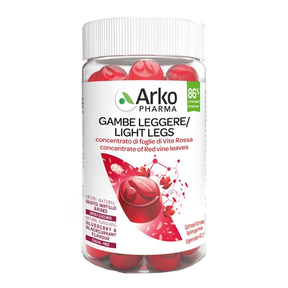 ArkoPharma Arkogummies Vite Rossa Integratore Gambe Leggere, 60 Gommose