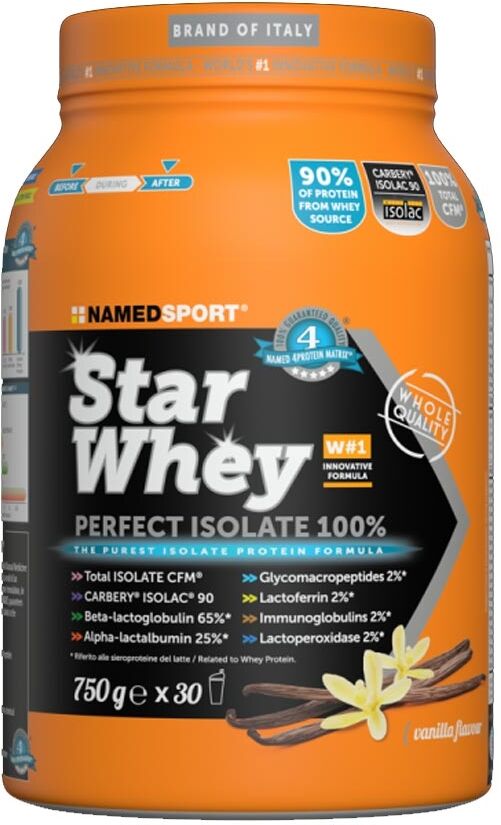 Named Sport Star Whey - Isolate 100% Integratore Proteine Gusto Vaniglia, 750g