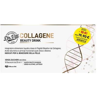 Marco Viti Collagene Beauty Drink Integratore per il benessere della pelle, 10 flaconcini da 25 ml Marco Viti Collagene Beauty Drink Integratore per il benessere della pelle, 10 flaconcini da 25 ml