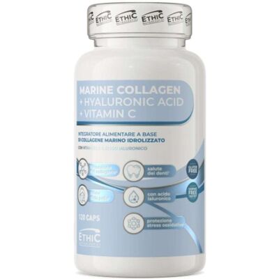EthicSport Collagene Marino Integratore con Acido Ialuronico e Vitamina C, 120 Capsule EthicSport Collagene Marino Integratore con Acido Ialuronico e Vitamina C, 120 Capsule