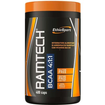 EthicSport Ramtech BCAA 4:1:1 Integratore alimentare per la funzionalità muscolare, 400 capsule EthicSport Ramtech BCAA 4:1:1 Integratore alimentare per la funzionalità muscolare, 400 capsule