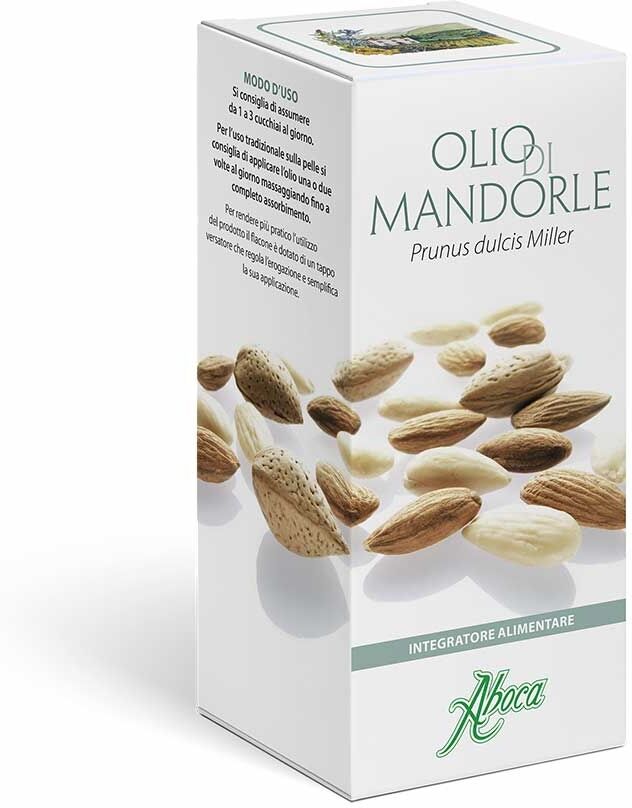 Aboca Olio di Mandorle Integratore Emolliente Intestino e Pelle, 100ml