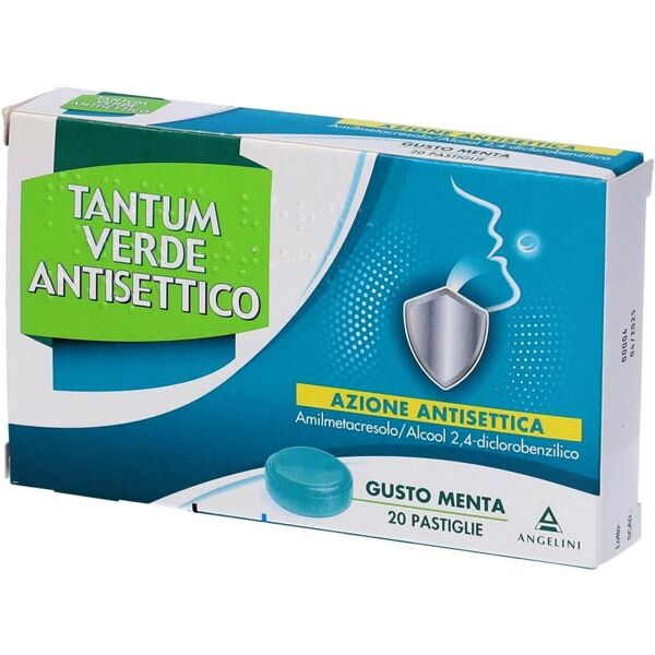 angelini tantum verde antisettico pastiglie mal di gola amilmetacresolo/alcool 2,4-diclorobenzilico gusto menta, 20 pastiglie