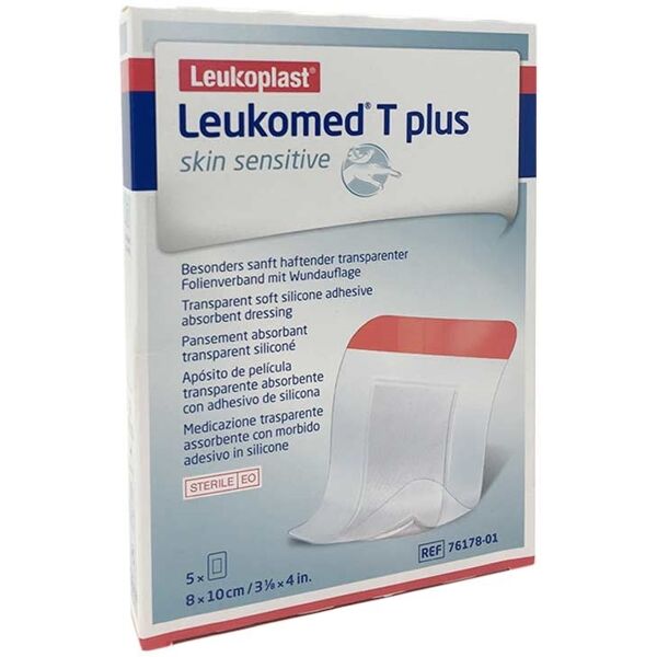 bsn medical leukoplast leukomed t plus skin sensitive cerotto medicazione 8 x 10 cm, 5 pezzi