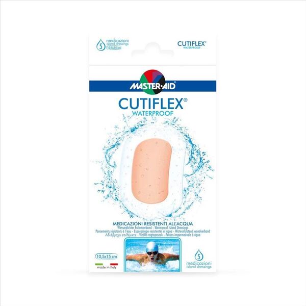 master-aid cutiflex medicazione autoadesiva trasparente 10,5 x 15 cm 5 pezzi